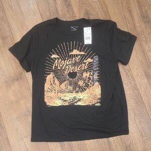 Zoe + Liv Black Tee with Gold Mojave Graphic